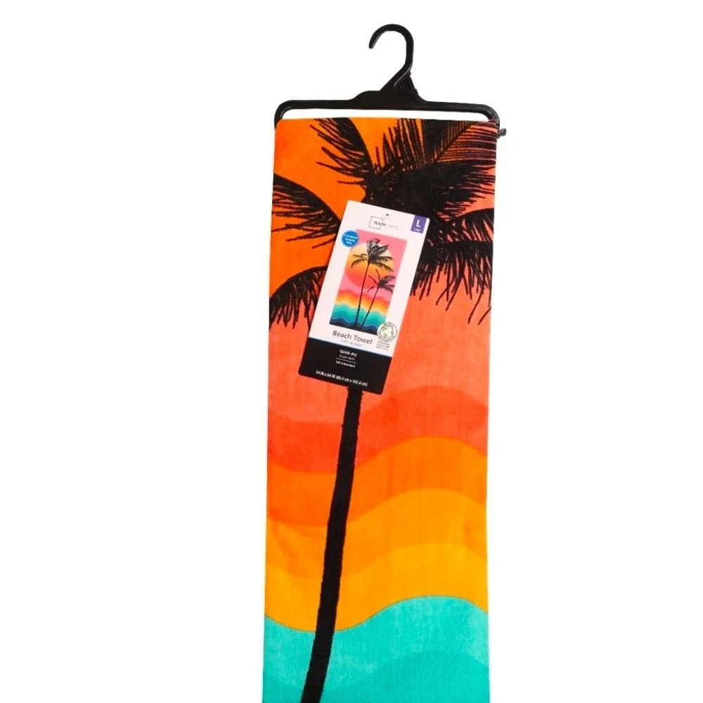 Mainstays Oversized Beach Towel Palm Tree Sunset‎ Waves 72x36
